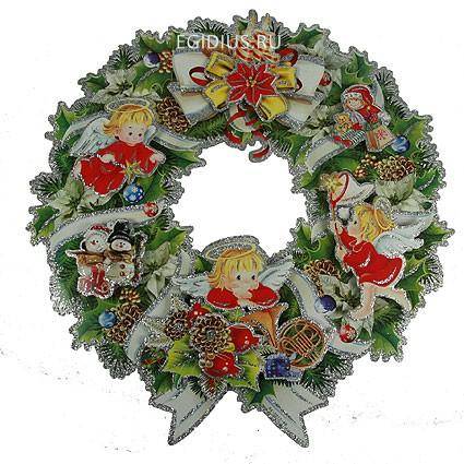Новогоднее украшение Рождественский венок 44*44см  152-314 фото 1 &mdash; Egidius.ru