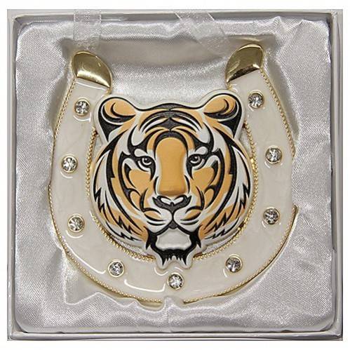 Сувенир на новый год 2022: Подкова "Тигр" с эмалью и стразами, подвесная, 10*0,9*10,3см 3-2-142 фото 1 — Egidius.ru