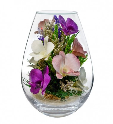 Цветы в стекле: Композиция из натуральных орхидей (арт. FMO) 200-042 — Egidius.ru