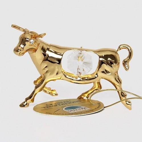 Бык символ 2021 года-Фигурка Swarovski "Бык" 6,5*4*4,5см с 2 прозрачными хрусталиками 3-2-068 фото 1 &mdash; Egidius.ru