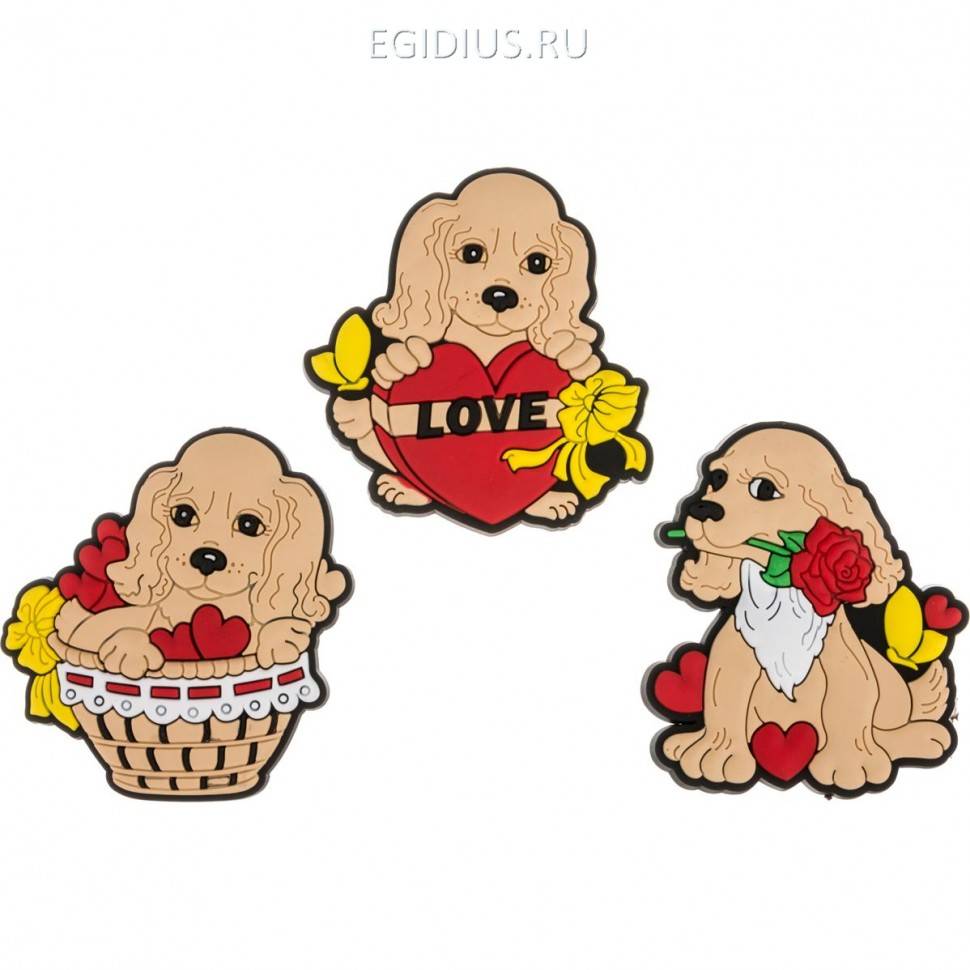 Набор из 3-х магнитов "собачка" 6*5*0,5 см.  332-359 фото 1 — Egidius.ru