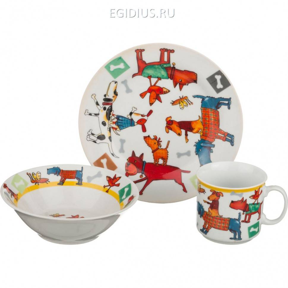 Обеденный набор на 1 персону 3 пр: тарелка 2шт+чашка 200 мл  332-527 фото 1 &mdash; Egidius.ru