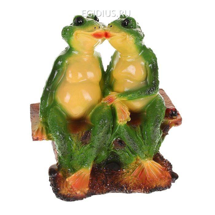 Садовая фигура "Две лягушки на лавочке" 18,5  28  30 см 810-000 фото 1 &mdash; Egidius.ru
