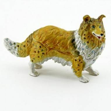 Шкатулка со стразами Собака шелти 13*8см 3-4-155 — Egidius.ru