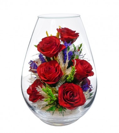 Цветы в стекле: Композиция из натуральных роз (арт. FMR) 200-045 — Egidius.ru