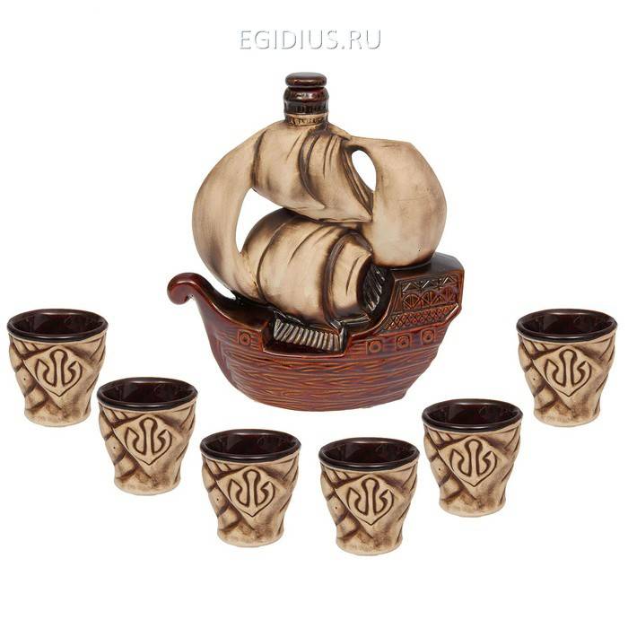 Набор водочно-коньячный "Корабль" 2л 7 предметов  806-047 фото 1 &mdash; Egidius.ru