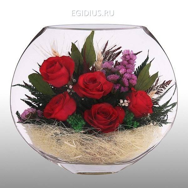 Цветы в стекле: Композиция из красных роз 200-067 фото 1 — Egidius.ru
