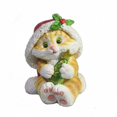 Фигура декоративная &quot;Котенок с елочкой&quot; (рыжий) 5.5х5.5х6см символ года кот, кролик 2023 81-3159 — Egidius.ru