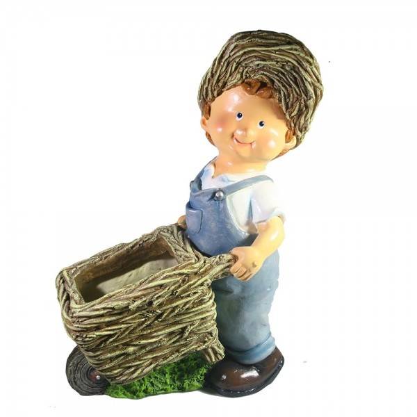 Кашпо садовое "Мальчик с тележкой" 81-6871 фото 1 — Egidius.ru