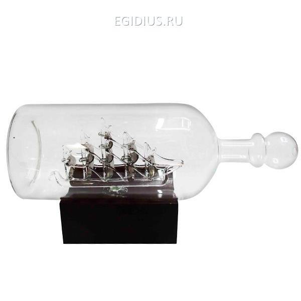 Изделие декоративное "Корабль в бутылке" со светодиодом, L30 W9,5 см 81-0529 фото 1 — Egidius.ru