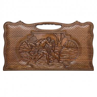 Настольная игра: Нарды резные &quot;Самсон и лев&quot; с ручкой 60, Haleyan 4-2-044 — Egidius.ru