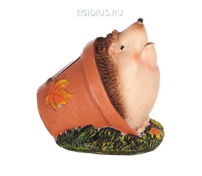 Солар "ежик в садовом горшке" 10,3*13*12,5 см.  331-005 фото 1 &mdash; Egidius.ru