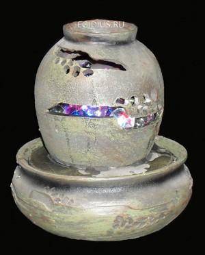 Фонтан Огонек в резном кувшине №1, цветная подсветка 10-0012 фото 1 &mdash; Egidius.ru