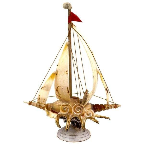 Изделие декоративное из ракушек "Кораблик", L20 W10 H26 см 81-0579 фото 1 — Egidius.ru