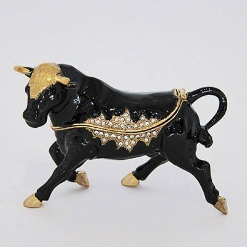 Шкатулка со стразами "Бык" 10*3*7см 3-2-093 фото 1 &mdash; Egidius.ru