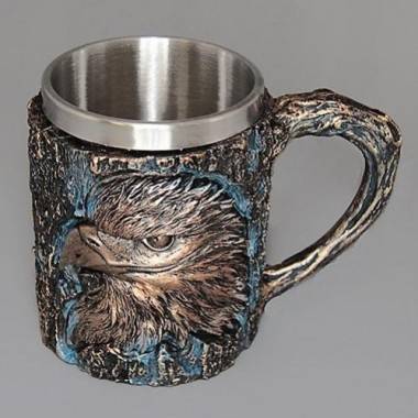 Кружка &quot;Орёл&quot; нерж. сталь/искуственный камень 15*10*12см , 500мл 3-4-003 — Egidius.ru