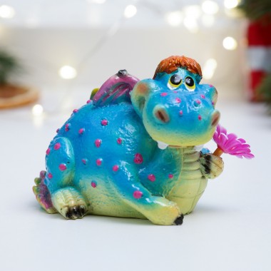 Фигура декоративная &quot;Дракончик с цветочком&quot; (синий) 7,5*6*6см 81-3212 — Egidius.ru