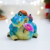 Фигура декоративная "Дракончик с цветочком" (синий) 7,5*6*6см 81-3212 фото 2 — Egidius.ru