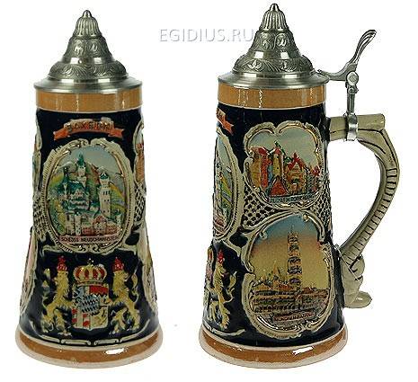 Пивная кружка коллекционная с крышкой Замки Баварии  111-116 фото 1 — Egidius.ru