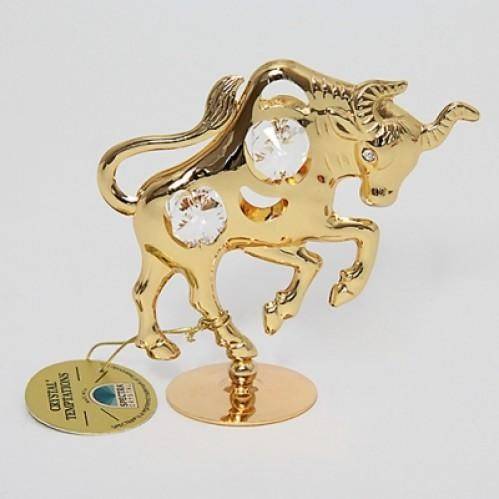 Бык символ 2021 года, Фигурка Swarovski "Бык" на подставке 9,5*2*9,5см с 4 прозрачными хрусталиками 3-2-067 фото 1 — Egidius.ru