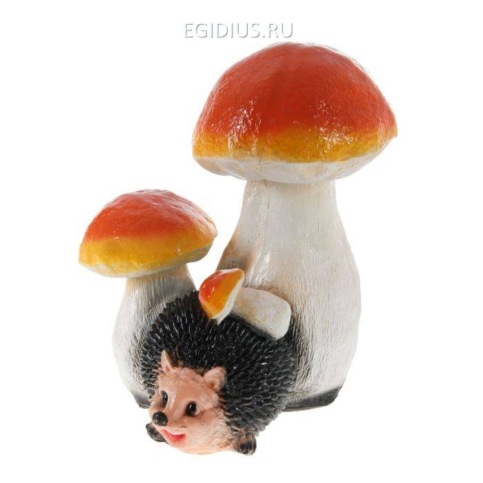 Садовая фигура "Ёж под грибом" 34  40  45 см 810-002 фото 1 &mdash; Egidius.ru