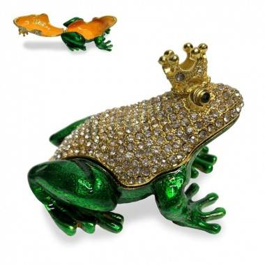 Шкатулка со стразами &quot;Лягушка царевна&quot; с короной 9*7*7см 3-4-159 — Egidius.ru