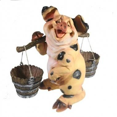 Фигура для дачи&quot;Свинка с коромыслом&quot; (с пятнами)L22W19H34 81-6874 — Egidius.ru