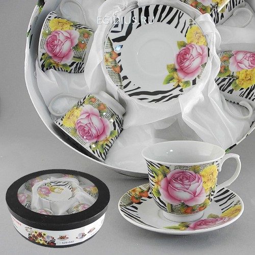 Набор чайный 12 пр. пион на принте 200 мл под.уп. 900-288 фото 1 &mdash; Egidius.ru