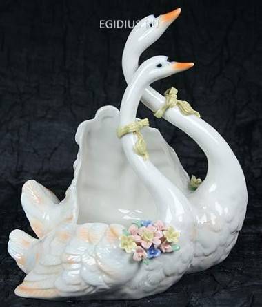 Шкатулка &quot;Лебединая песня&quot;, фарфор 18см  113-004 — Egidius.ru