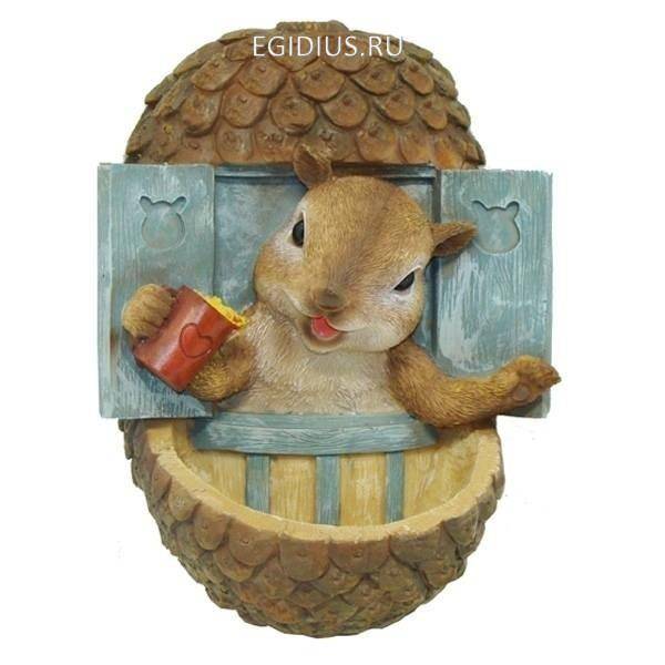 Фигура садовая навесная кормушка "Белочка в окошке" L16W12H21см 81-6597 фото 1 — Egidius.ru