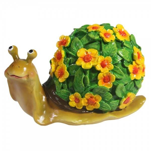Садовая фигура "Улитка резная" (акрил, цветы желтые) L14W10H12 81-6775 фото 1 — Egidius.ru