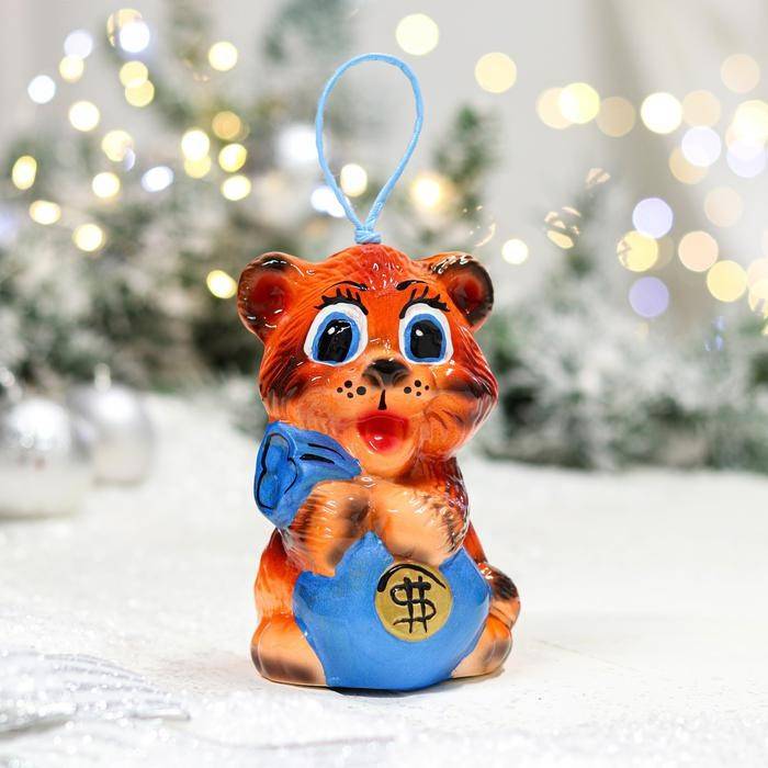 Колокольчик "Тигр с мешком", глянец, микс 813-448 фото 1 — Egidius.ru