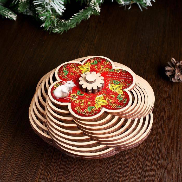 Конфетница «Крыска», Ваш дом оберегаю, хохлома, 19,5х19,5х6 см 813-292 фото 1 — Egidius.ru