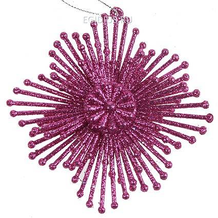 Игрушка ёлочная Снежинка розовый 10см 151-104 фото 1 &mdash; Egidius.ru