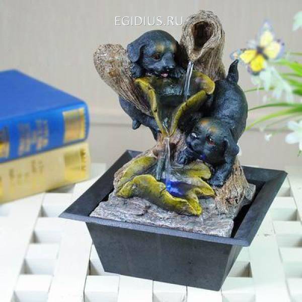 Настольный Фонтан с подсветкой "Собачки" L13,5 W13,5 H25,5см 81-2363 фото 1 — Egidius.ru