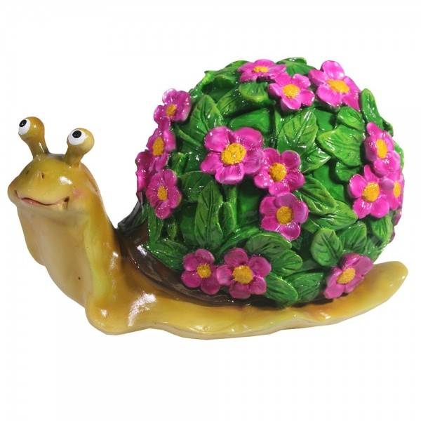 Садовая фигура "Улитка резная" (акрил, цветы розовые) L14W10H12 81-6776 фото 1 — Egidius.ru