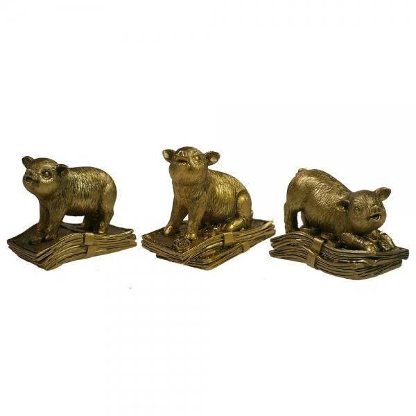 Фигура декоративная "Пиг" (золото), L6.5W3H5, 3в. 82-0428 фото 1 — Egidius.ru