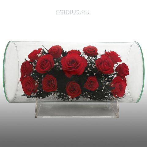 Цветы в стекле: Композиция из натуральных роз. 200-072 фото 1 — Egidius.ru