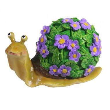 Садовая фигура &quot;Улитка резная&quot; (акрил, цветы сиреневые) L14W10H12 81-6777 — Egidius.ru
