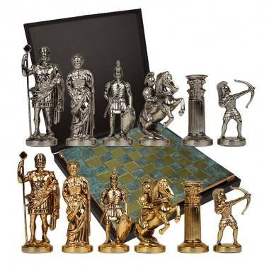 Шахматный набор &quot;Античные войны&quot; (патинрован. мет. доска 28х28, дер. короб, фигуры золото/серебро) 31-0800 — Egidius.ru