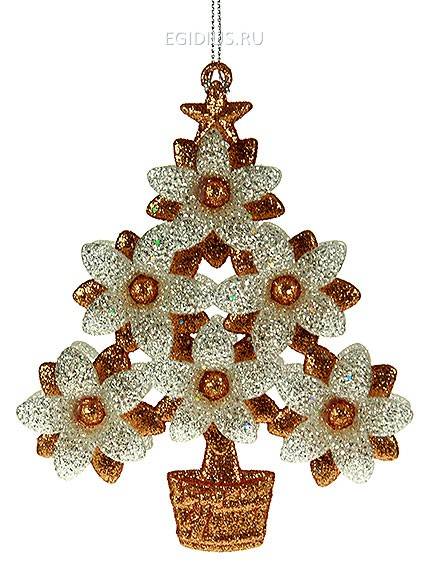 Игрушка ёлочная Елочка золото 14*11см  151-105 фото 1 &mdash; Egidius.ru