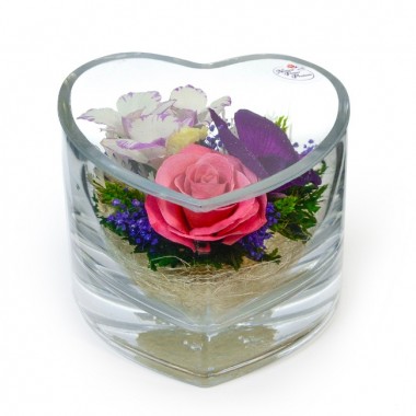 Композиция из роз  и орхидей в виде сердца (арт. HMM1) 200-395 — Egidius.ru