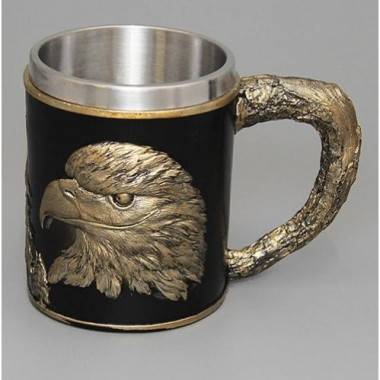 Кружка &quot;Орёл&quot; нерж. сталь/искуственный камень 15*10*12см , 500мл. 3-4-009 — Egidius.ru