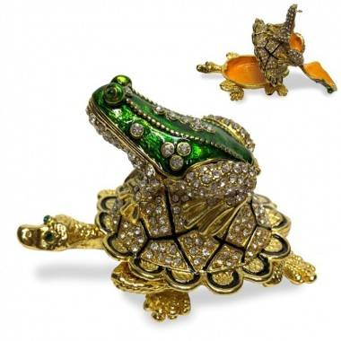 Шкатулка со стразами &quot;Лягушка&quot; на черепахе 10*7*7см 3-4-163 — Egidius.ru