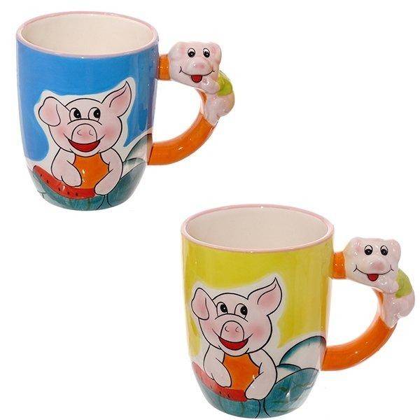 Кружка "Свинка", 12x7,5x9,5см, 2в (в инд.упаковке) 82-0317 фото 1 — Egidius.ru