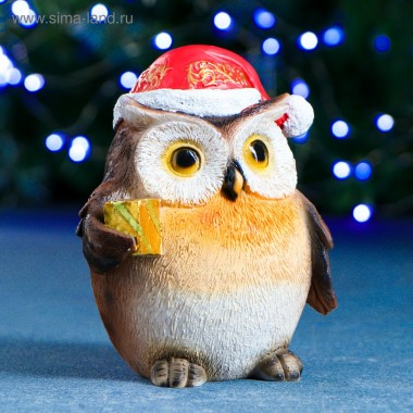Фигура декоративная&quot;Сова и подарок&quot; 11*8*10см 81-1576 — Egidius.ru