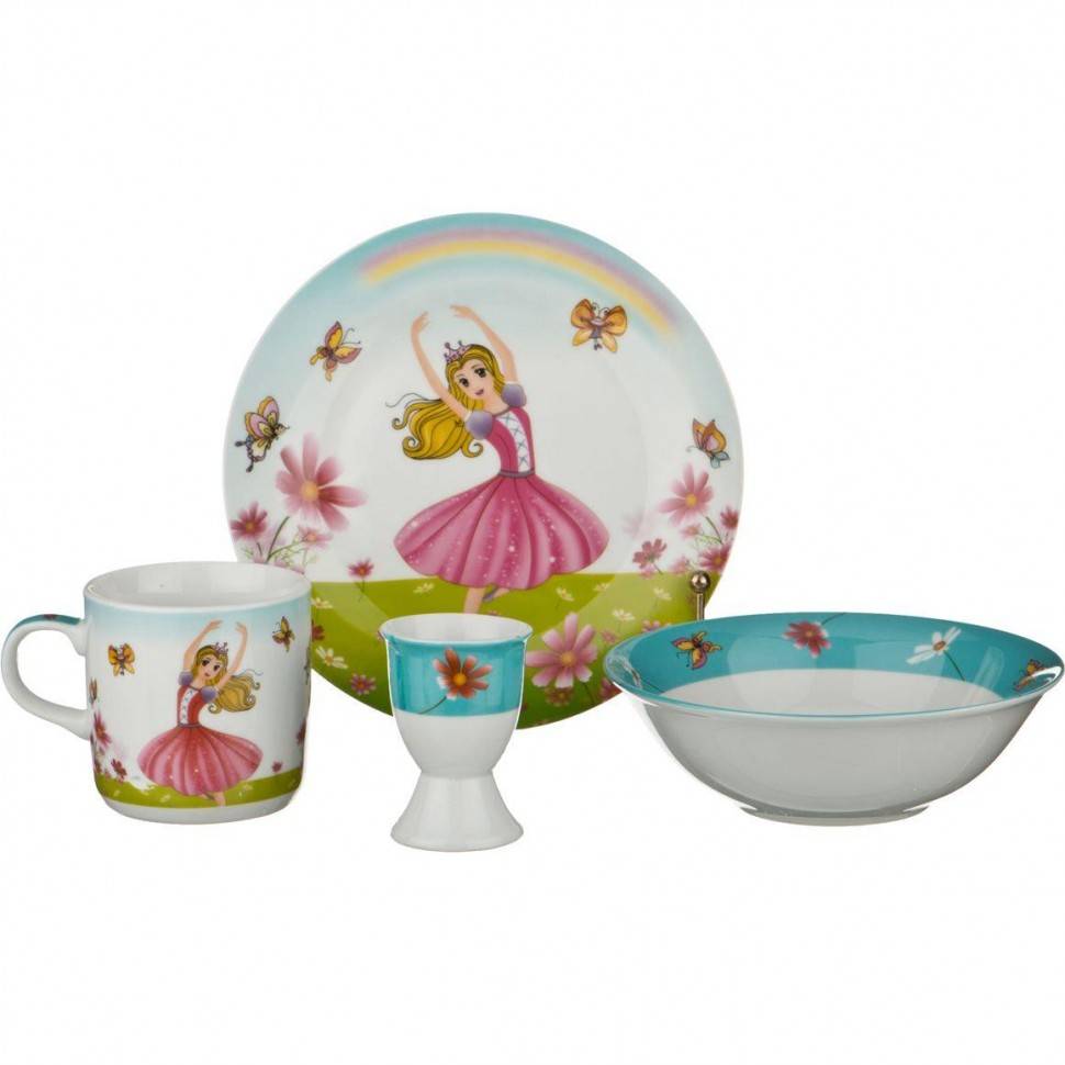 Набор посуды на 1 персону 4пр.:миска,тарелка,кружка 200 мл, подставка под яйцо 314-606 фото 1 — Egidius.ru