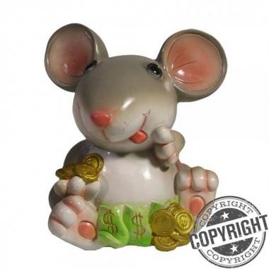 Копилка Мышка Боня (серый) L10 W10,5 H12 см 82-1037 — Egidius.ru