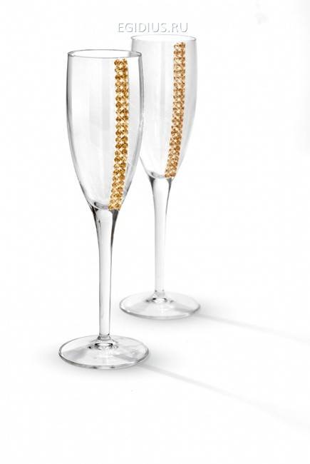 Набор 2-х фужеров кристаллы Swarovski, зол 707-016 фото 1 — Egidius.ru