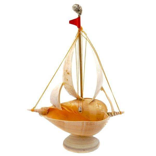 Изделие декоративное из ракушек "Кораблик", L22 W11 H31 см 81-0583 фото 1 — Egidius.ru